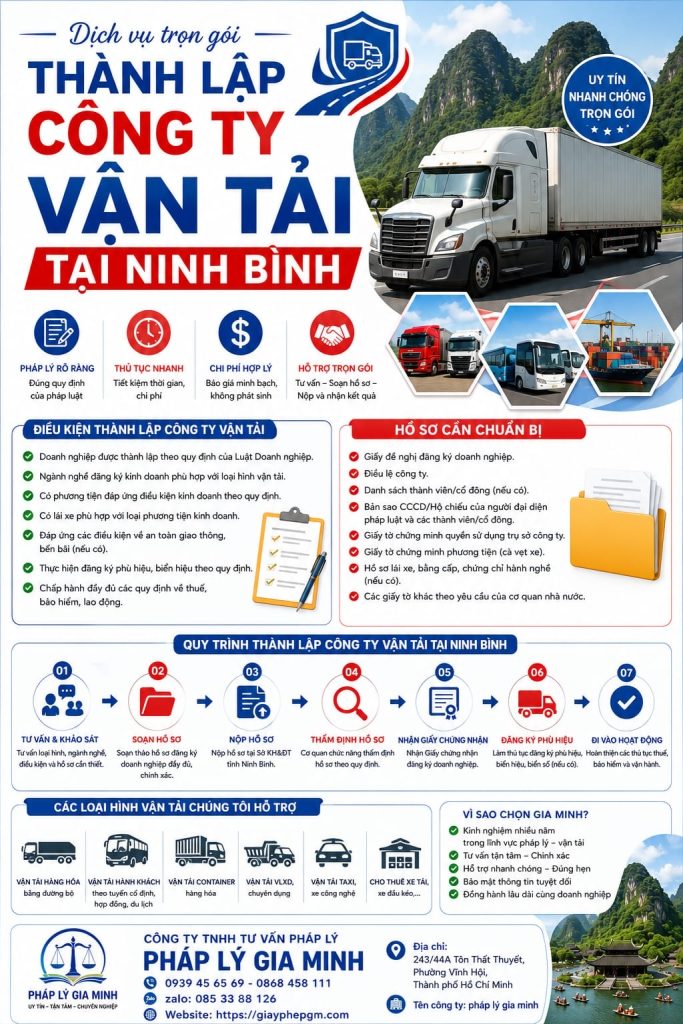 Thành lập công ty vận tải tại Ninh Bình nhanh, đúng quy định 1 Thành Lập Công Ty Vận Tải Tại Ninh Bình