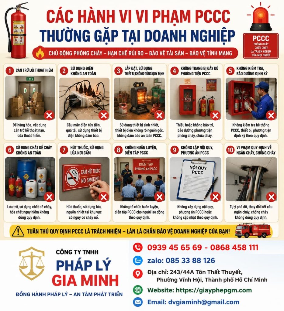 Các hành vi vi phạm PCCC thường gặp tại doanh nghiệp