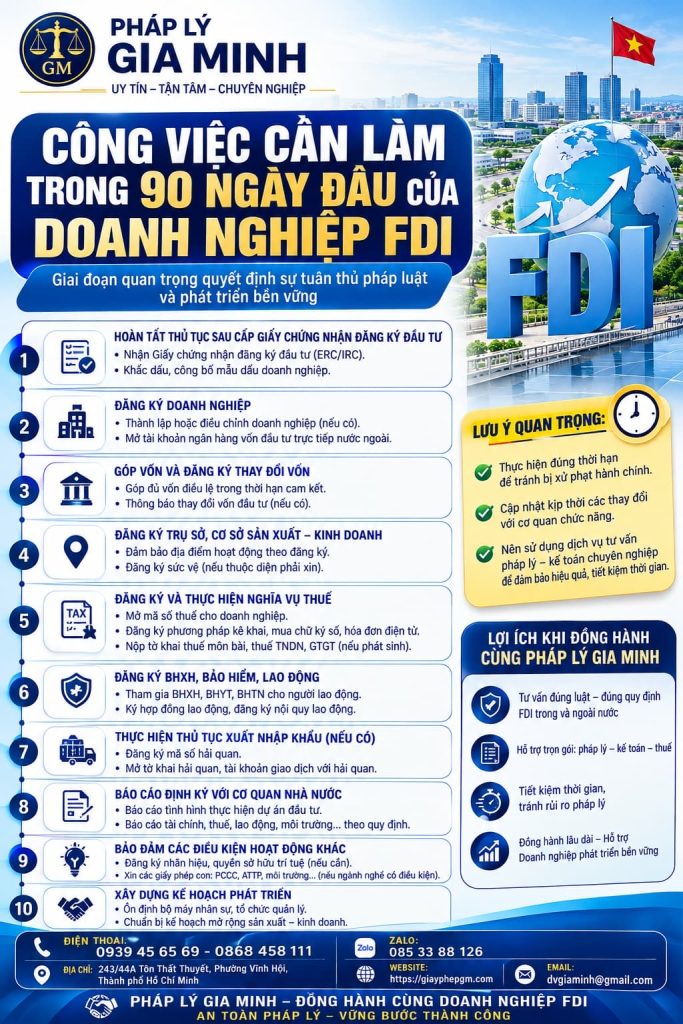 Công việc cần làm trong 90 ngày đầu của doanh nghiệp FDI sau khi thành lập 1 Công việc cần làm trong 90 ngày đầu của doanh nghiệp FDI
