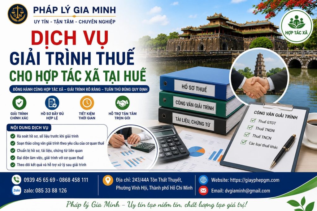 Dịch vụ giải trình thuế cho hợp tác xã tại Huế – Kết nối chứng từ, sổ sách và số liệu cần làm rõ 1 Dịch vụ giải trình thuế cho hợp tác xã tại Huế