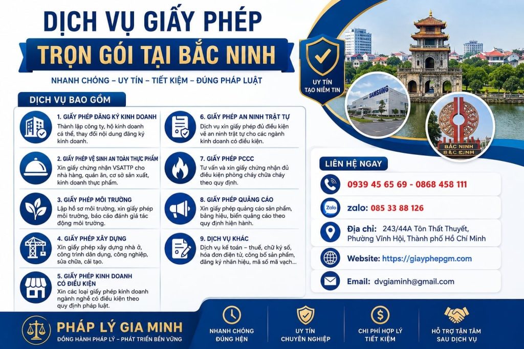 Dịch vụ giấy phép trọn gói tại Bắc Ninh gồm những gì
