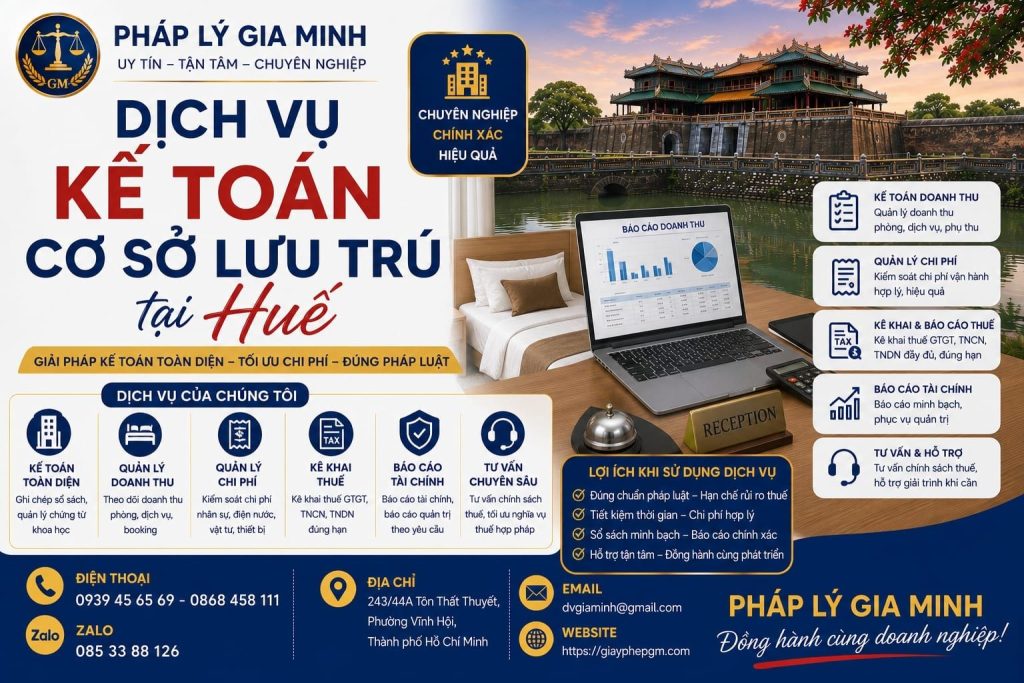 Dịch vụ kế toán cơ sở lưu trú tại Huế