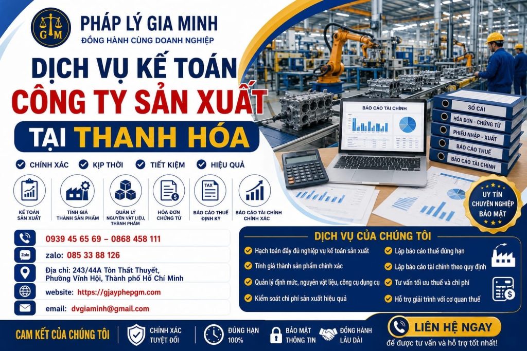 Dịch Vụ Kế Toán Công Ty Sản Xuất Tại Thanh Hóa
