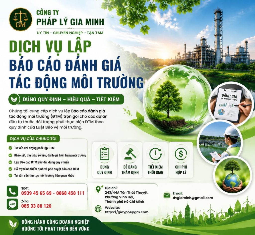 Dịch vụ lập báo cáo đánh giá tác động môi trường chuyên nghiệp, đúng quy định 1 Dịch vụ lập báo cáo đánh giá tác động môi trường