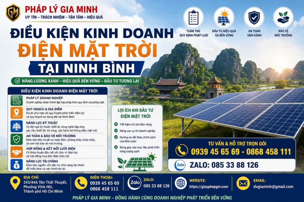 Điều kiện kinh doanh điện mặt trời tại Ninh Bình: Hành lang pháp lý nhà đầu tư cần biết 1 Điều kiện kinh doanh điện mặt trời tại Ninh Bình