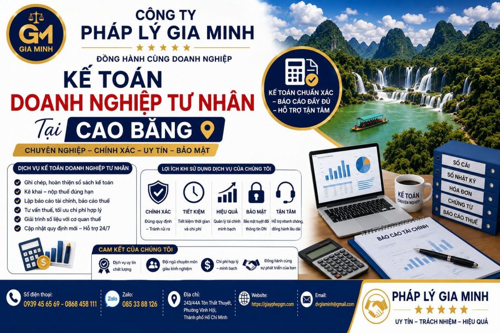 Kế toán doanh nghiệp tư nhân tại Cao Bằng