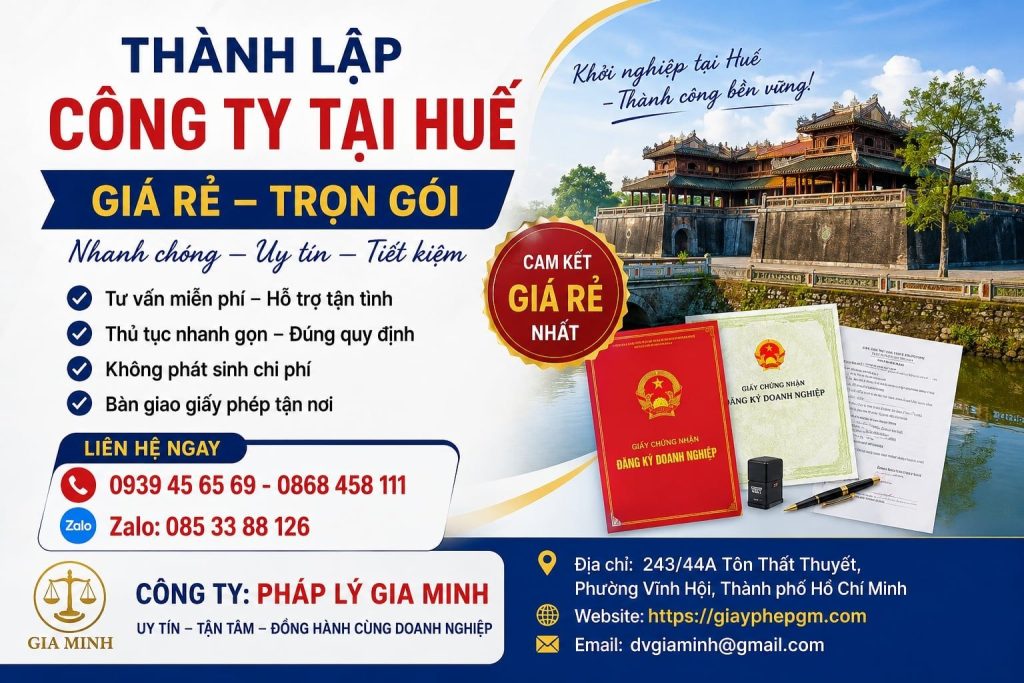 Thành lập công ty tại Huế giá rẻ trọn gói – Tiết kiệm chi phí khởi nghiệp 1 Thành lập công ty tại Huế giá rẻ trọn gói