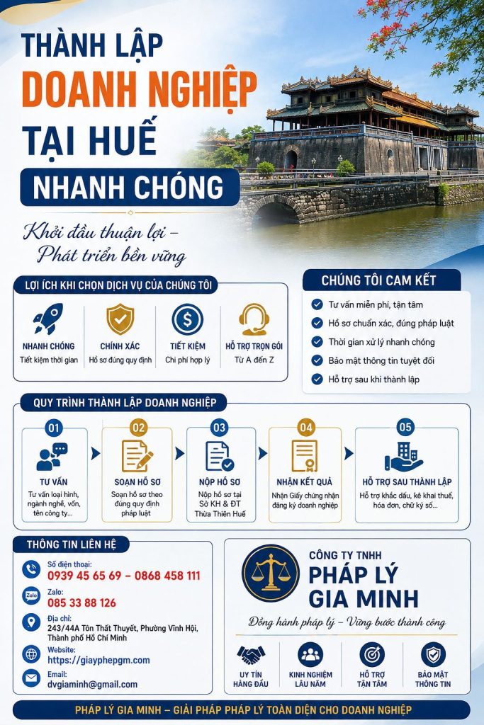 Thành lập doanh nghiệp tại Huế nhanh chóng