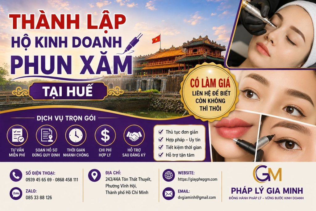 Thành lập hộ kinh doanh phun xăm tại Huế: Xác định đúng dịch vụ trước khi đăng ký 1 Thành lập hộ kinh doanh phun xăm tại Huế