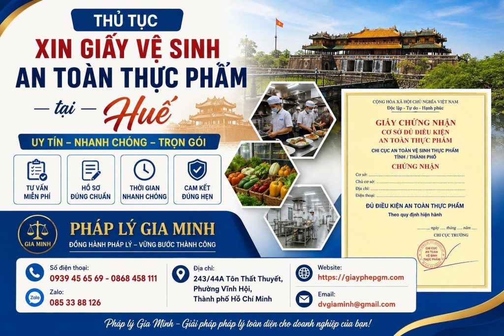 Thủ tục xin giấy vệ sinh an toàn thực phẩm tại Huế