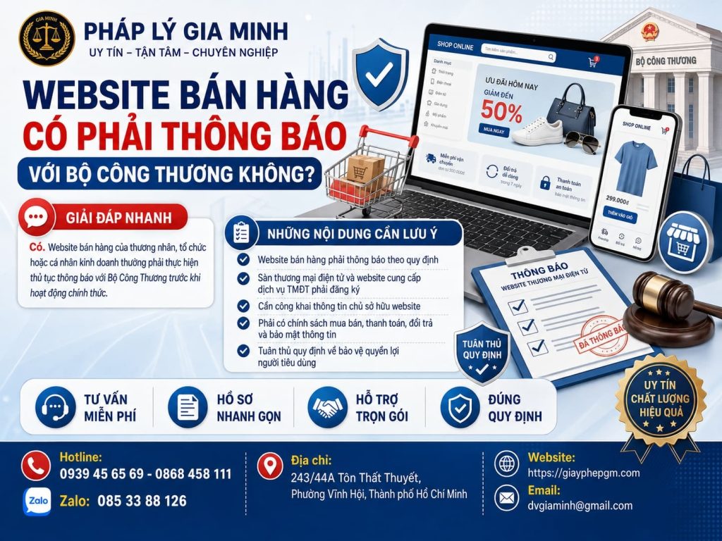 Website bán hàng có phải thông báo với Bộ Công Thương không?