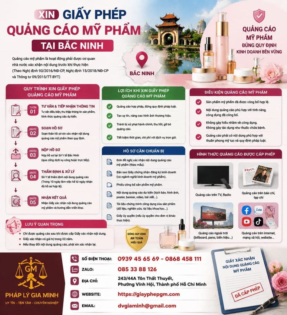 Xin giấy phép quảng cáo mỹ phẩm tại Bắc Ninh đúng quy định, nhanh chóng 1 Xin giấy phép quảng cáo mỹ phẩm tại Bắc Ninh