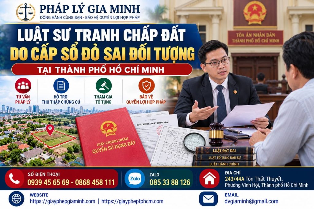 Luật sư tranh chấp đất do cấp sổ đỏ sai đối tượng tại TPHCM