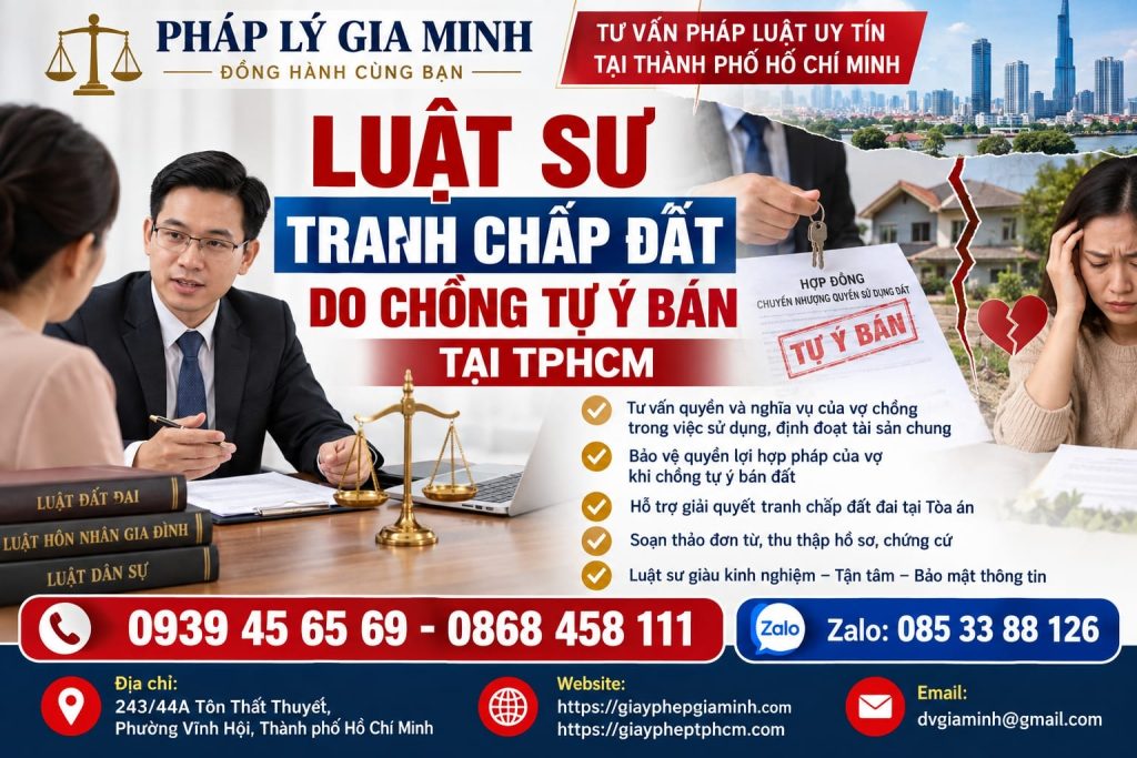 Luật sư tranh chấp đất do chồng tự ý bán tại TPHCM