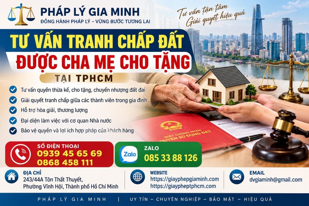 Tư vấn tranh chấp đất được cha mẹ cho tặng tại TPHCM 1 Tư vấn tranh chấp đất được cha mẹ cho tặng tại TPHCM