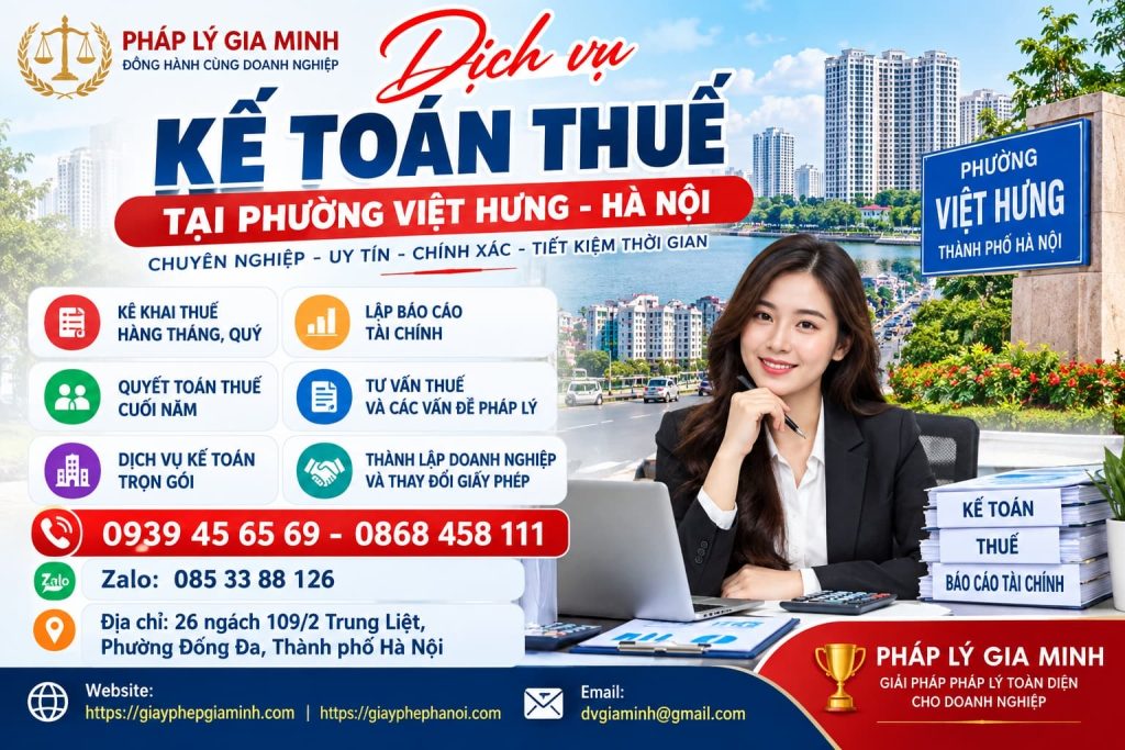 Dịch vụ kế toán thuế tại phường Việt Hưng Hà Nội