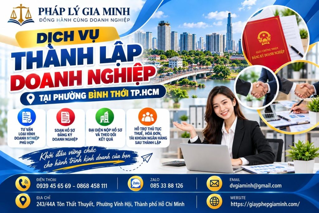 Dịch vụ thành lập doanh nghiệp tại phường Bình Thới TP.HCM