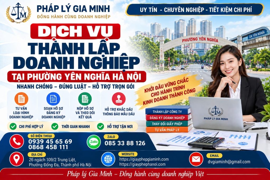 Dịch vụ thành lập doanh nghiệp tại phường Yên Nghĩa Hà Nội