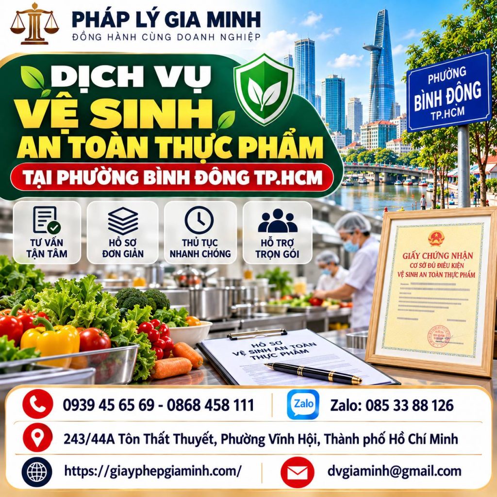 Dịch vụ vệ sinh an toàn thực phẩm tại phường Bình Đông TP.HCM