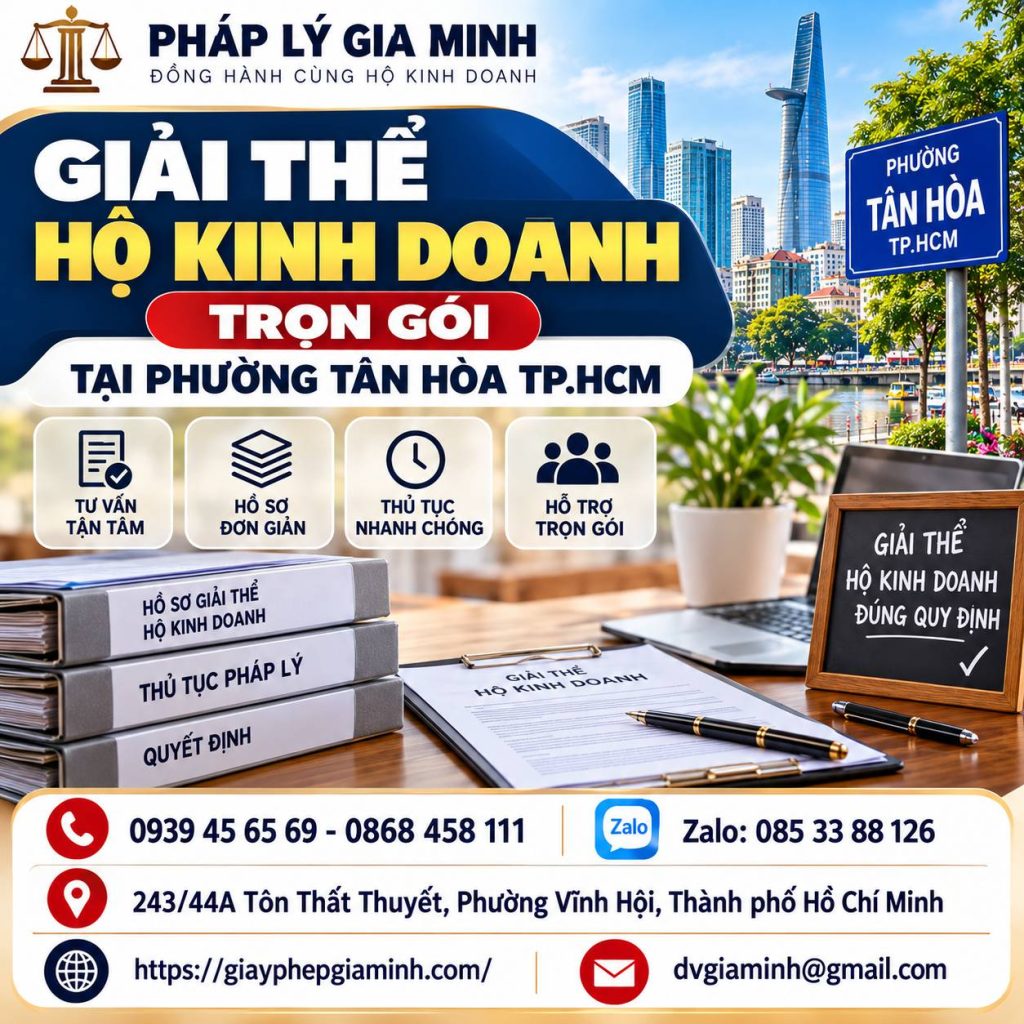 Giải thể hộ kinh doanh trọn gói tại phường Tân Hòa TP.HCM
