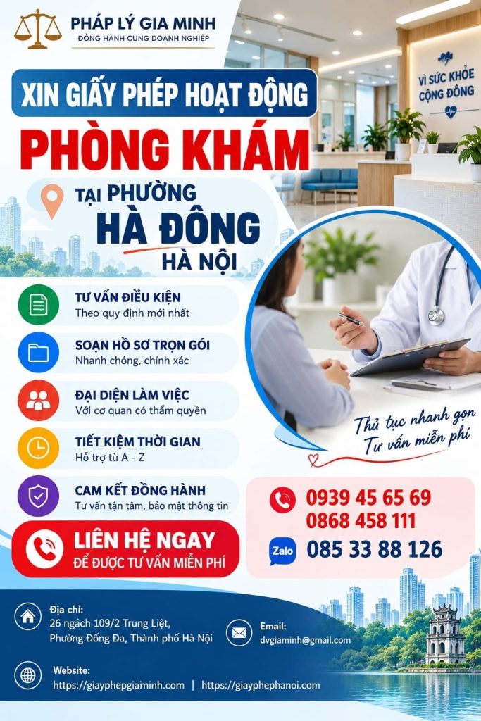Xin giấy phép hoạt động phòng khám tại phường Hà Đông Hà Nội