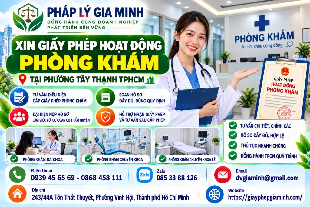 Xin giấy phép hoạt động phòng khám tại phường Tây Thạnh TPHCM